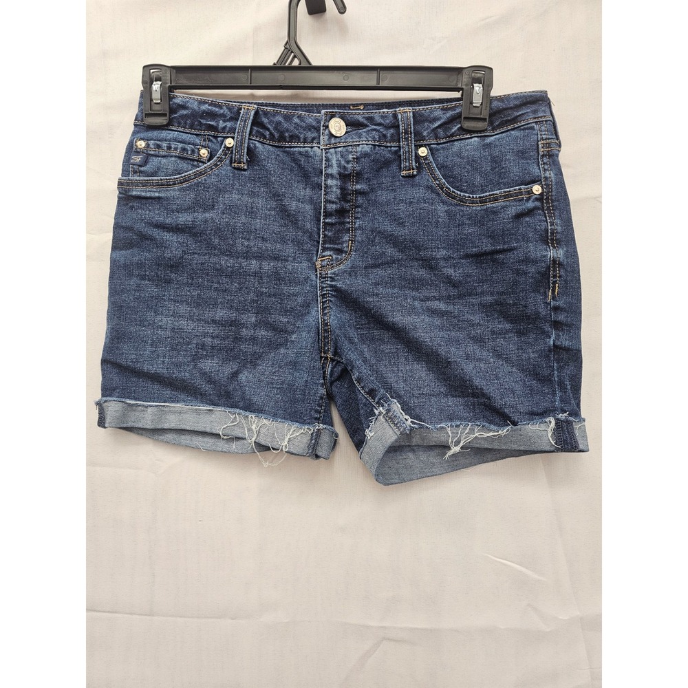 Seven7 Weekend Short Womens 8 Dark Wash Denim Raw‎ Hem Stretch Jean Shorts